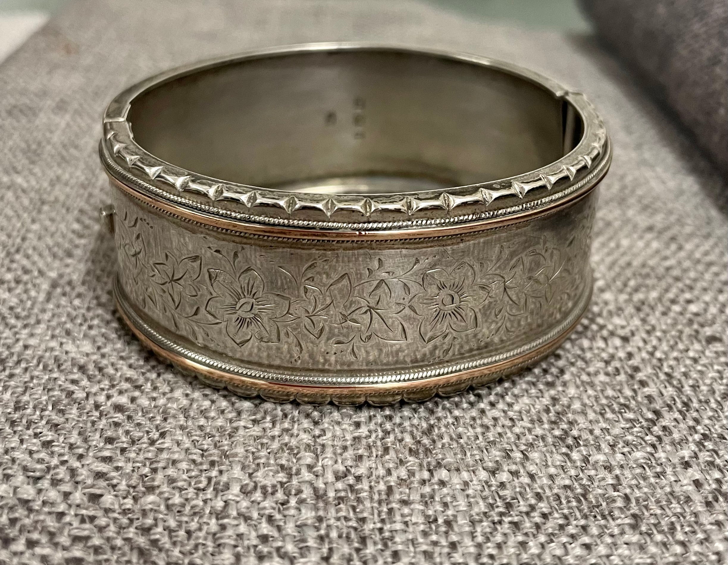 Birmingham Gold and Silver Engraved Bracelet 1885 | Antique & Vintage | Moonee Ponds Antiques | Australia Wide Delivery
