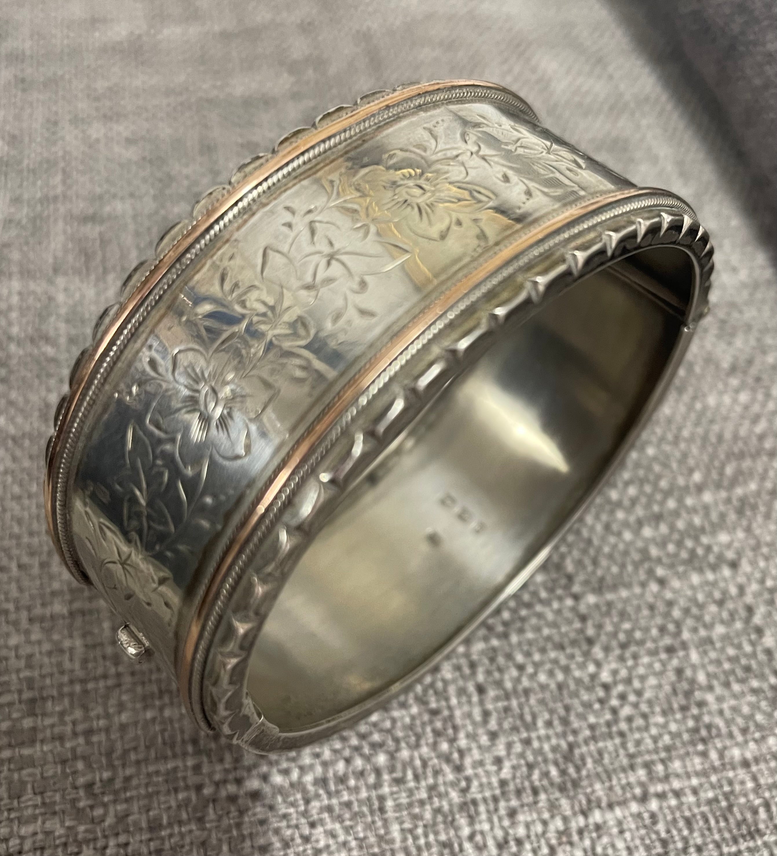Birmingham Gold and Silver Engraved Bracelet 1885 | Antique & Vintage | Moonee Ponds Antiques | Australia Wide Delivery