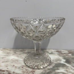 Vintage Diamond Point Pattern Glass Comport