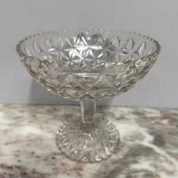 Vintage Diamond Point Pattern Glass Comport