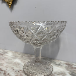 Vintage Diamond Point Pattern Glass Comport
