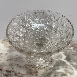 Vintage Diamond Point Pattern Glass Comport