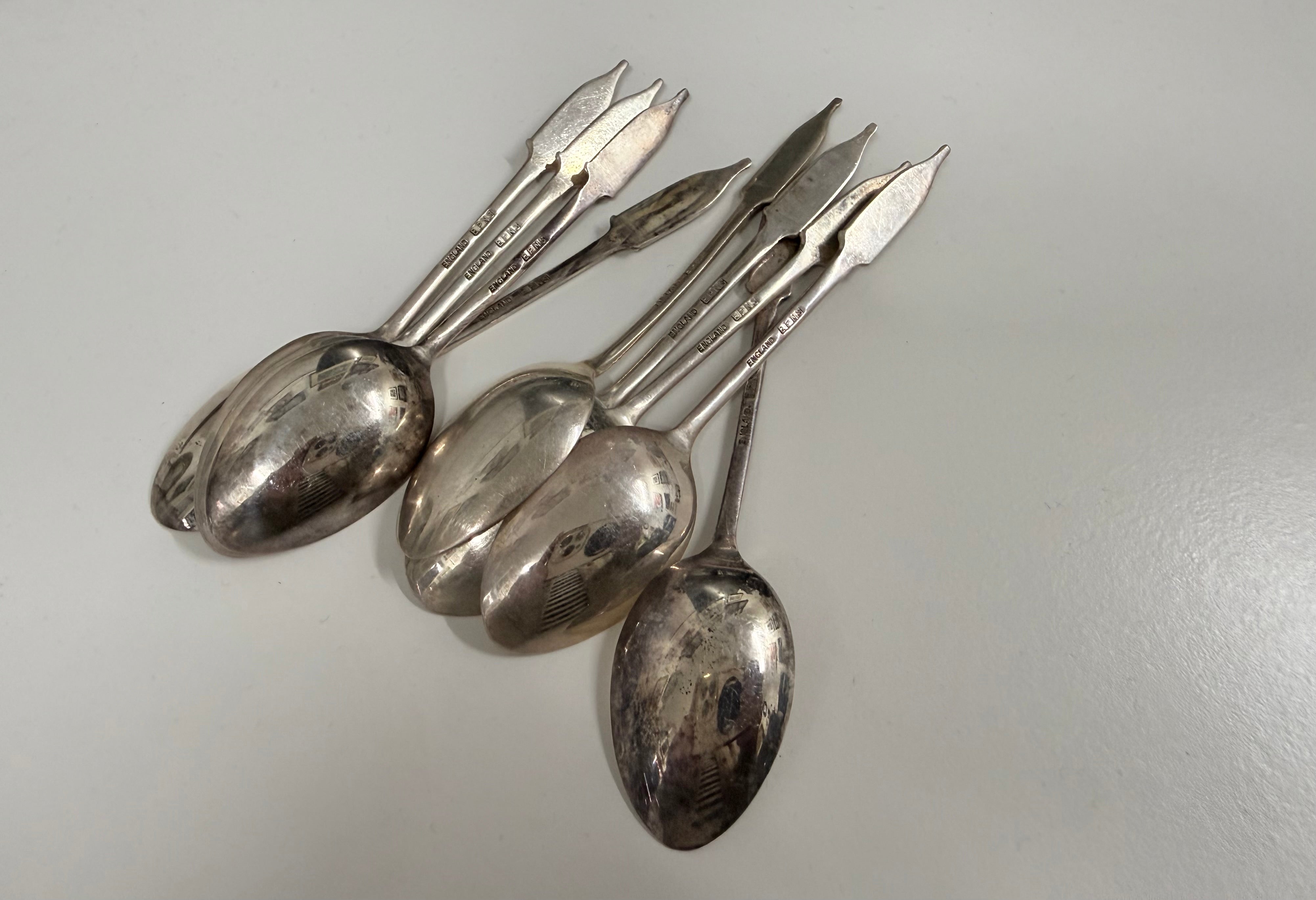 Vintage Set 8 Guinness Stout Advertising Tea Spoons & 2 Others With Harps