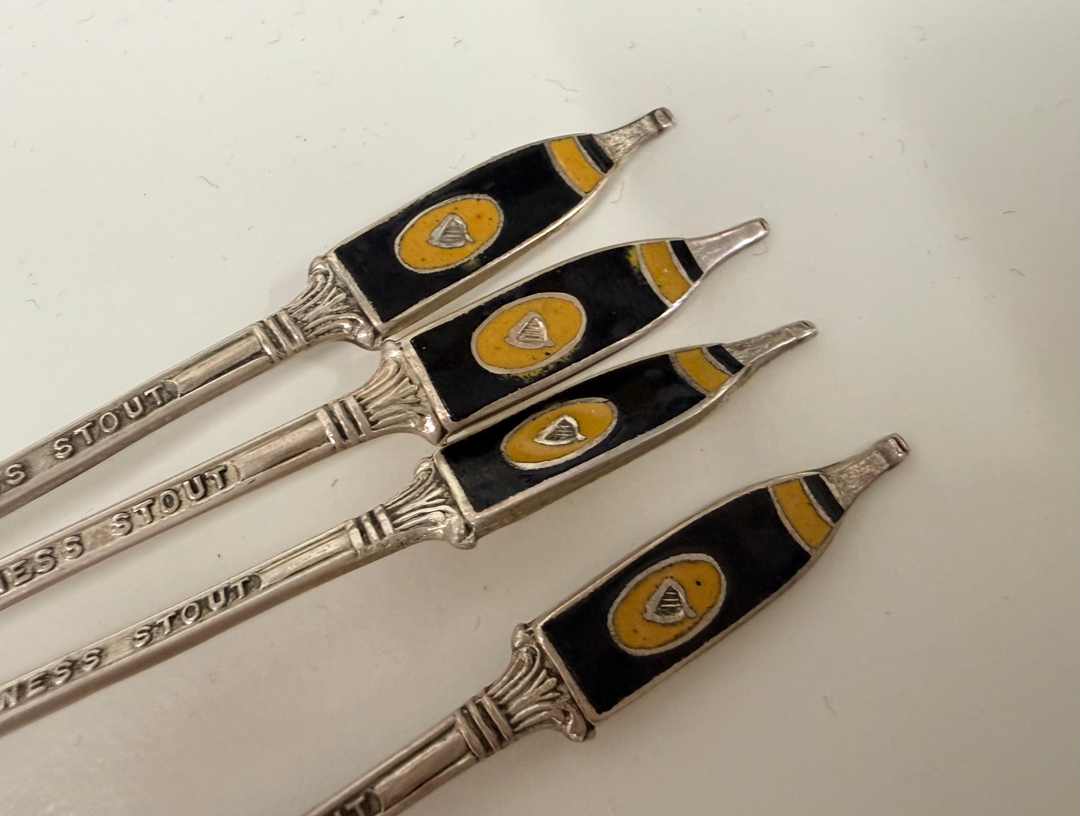 Vintage Set 8 Guinness Stout Advertising Tea Spoons & 2 Others With Harps