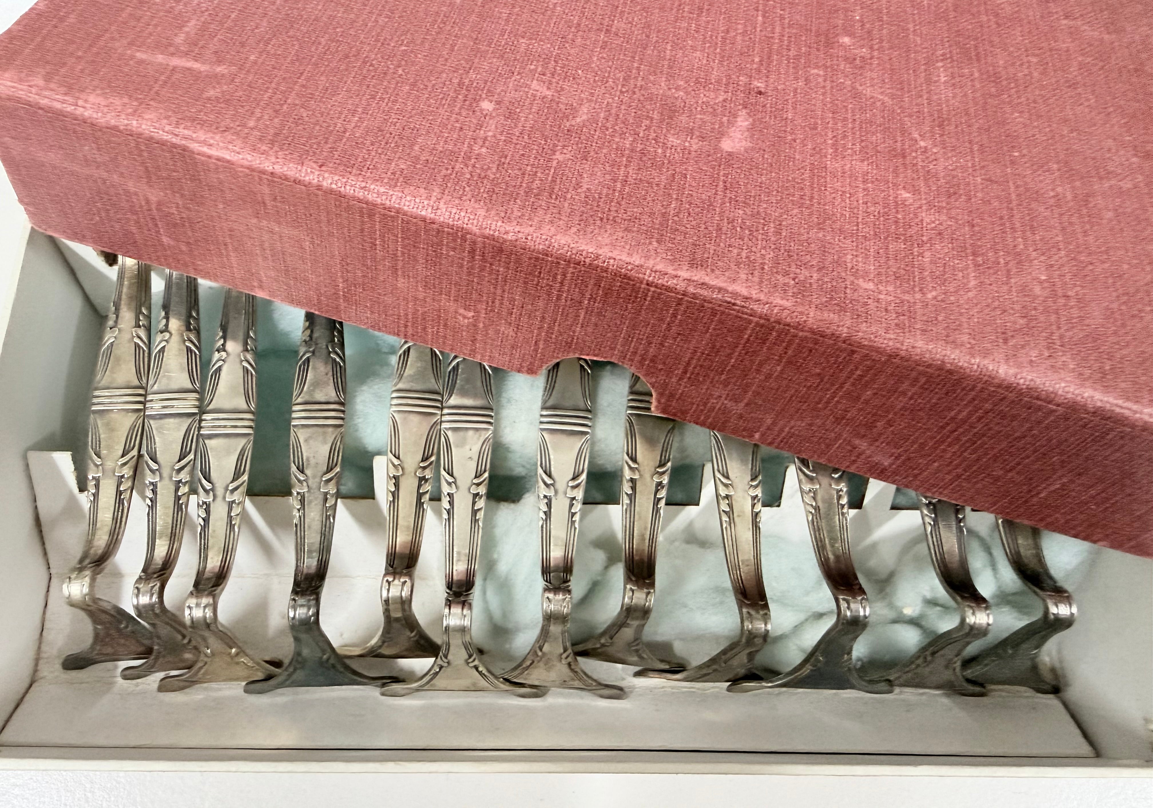 Vintage Wellner Signed Set 12 Knife Rests Silver Plated