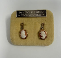 Vintage 9 Carat Gold Lined Cameo Earrings | Antique & Vintage | Moonee Ponds Antiques | Australia Wide Delivery