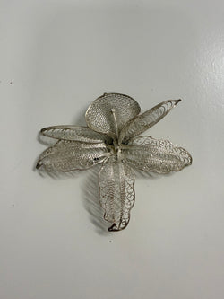 Vintage Silver Toned Metal Filigree Orchid Brooch | Antique & Vintage | Moonee Ponds Antiques | Australia Wide Delivery