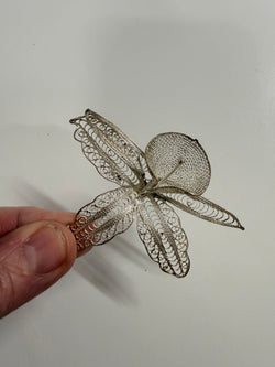 Vintage Silver Toned Metal Filigree Orchid Brooch | Antique & Vintage | Moonee Ponds Antiques | Australia Wide Delivery