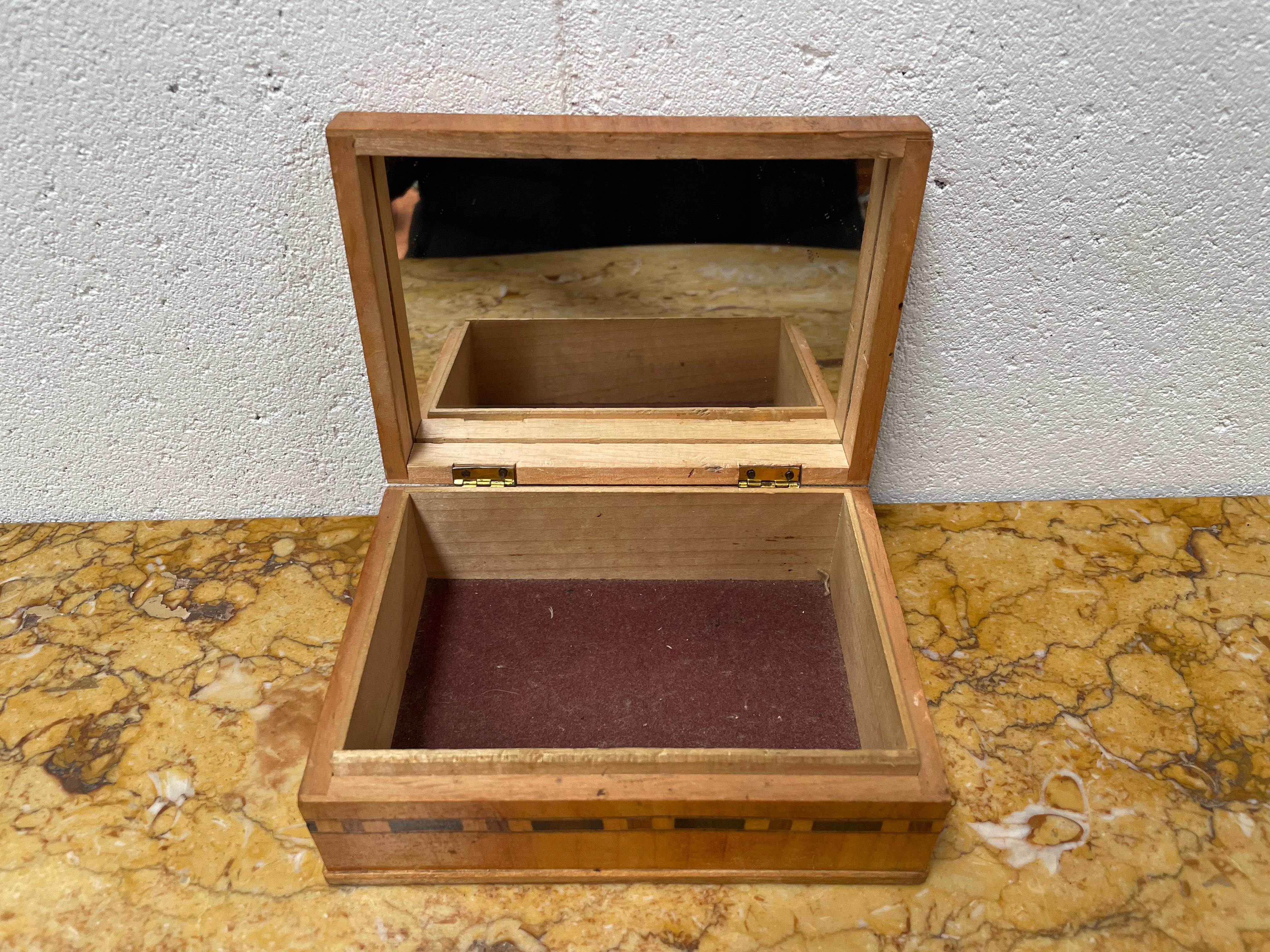 Vintage Inlaid Jewellery Trinket Box With Interior Mirror | Antique & Vintage | Moonee Ponds Antiques | Australia Wide Delivery