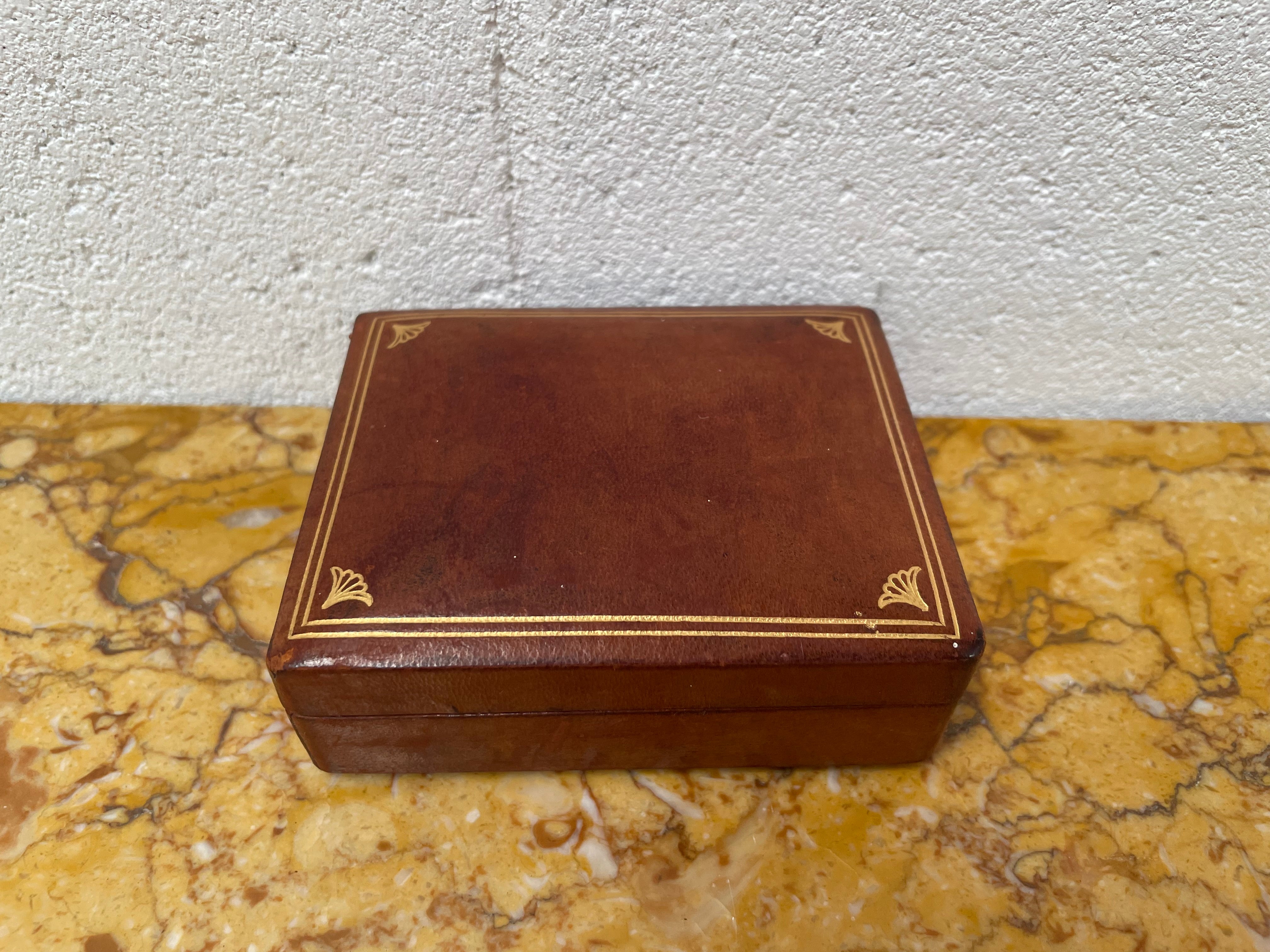 Vintage Gilt Tooled Leather Trinket Box