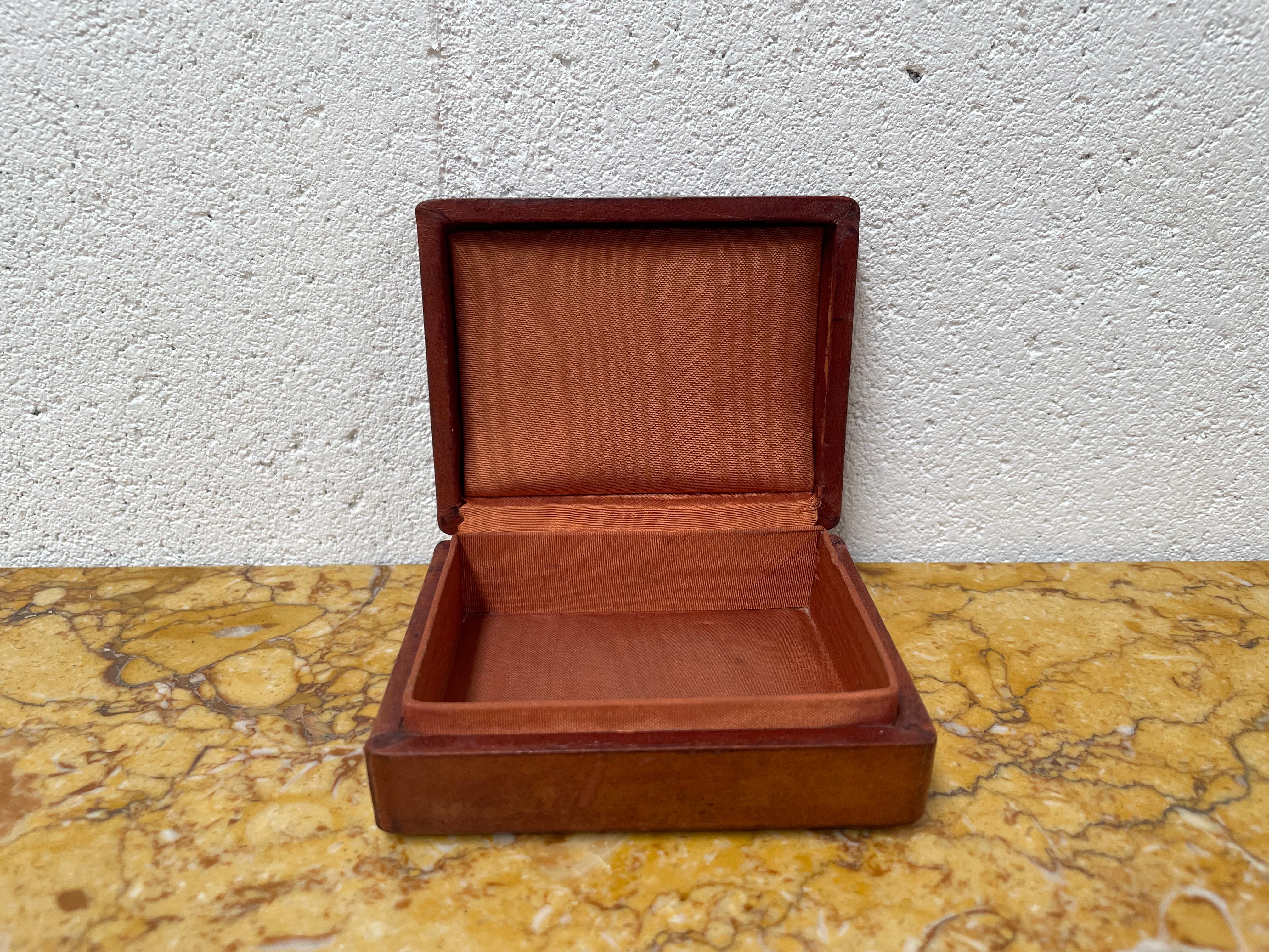 Vintage Gilt Tooled Leather Trinket Box