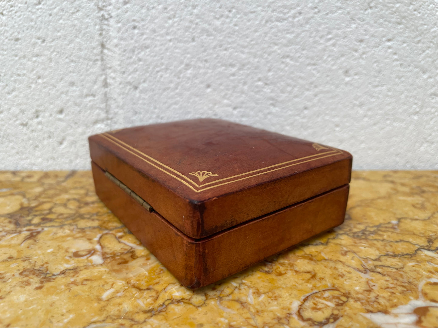 Vintage Gilt Tooled Leather Trinket Box