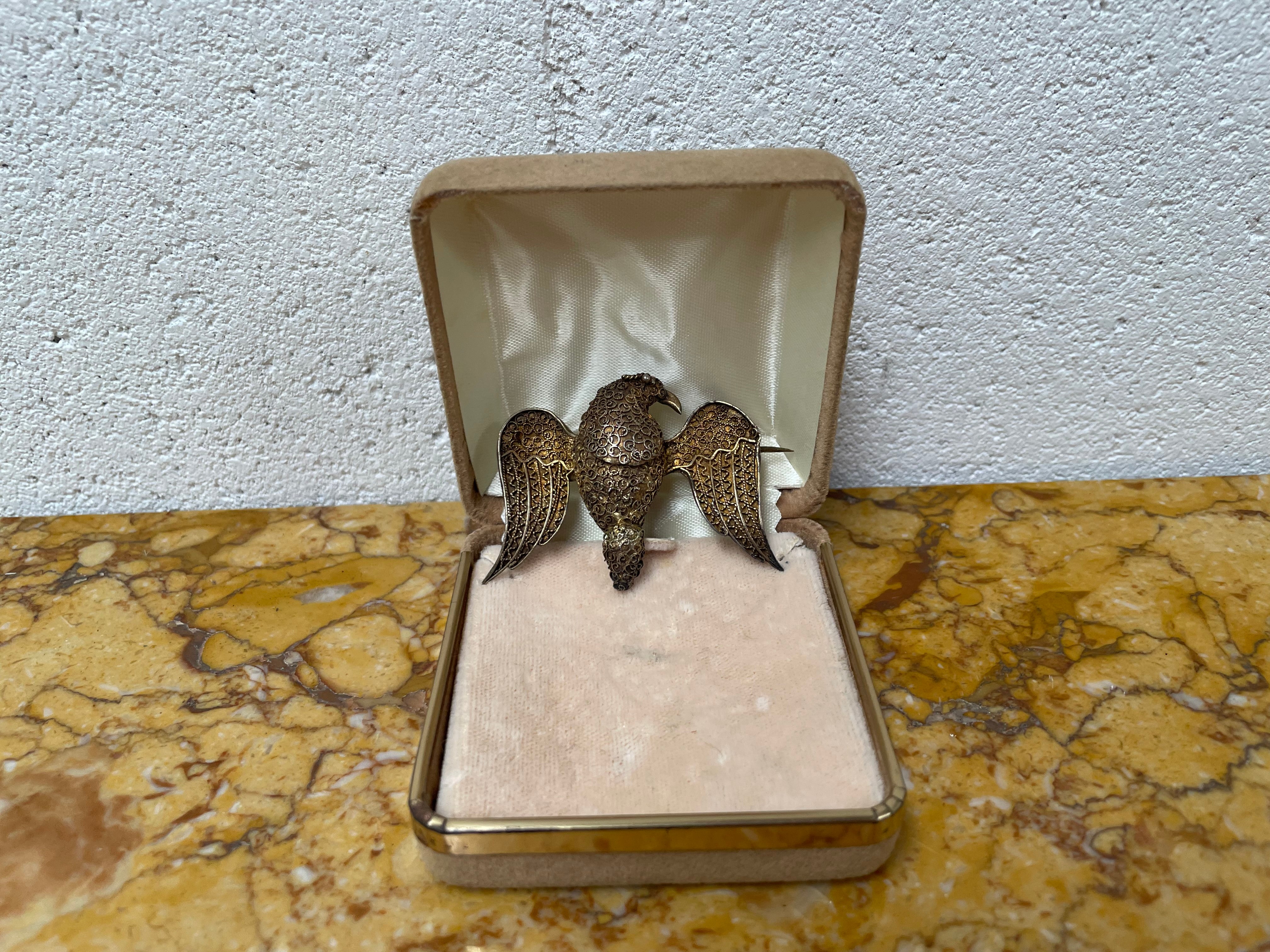 Antique Silver Gilt Filigree Bird Brooch | Antique & Vintage | Moonee Ponds Antiques | Australia Wide Delivery