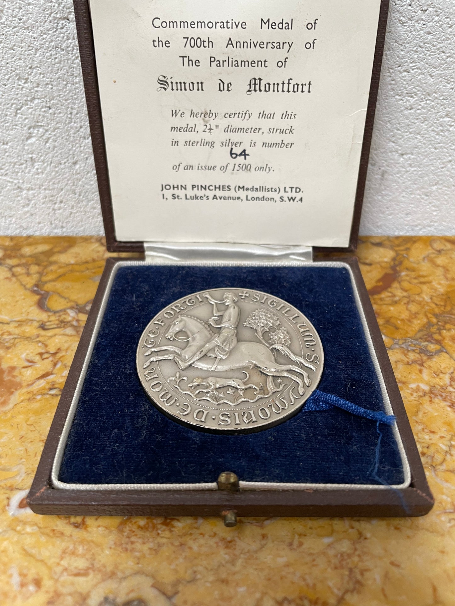 Heavy Sterling Silver Commemorative Medal of 700th Anniversary of The Parliament of Simon de Montfort