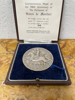 Heavy Sterling Silver Commemorative Medal of 700th Anniversary of The Parliament of Simon de Montfort | Antique & Vintage | Moonee Ponds Antiques | Australia Wide Delivery