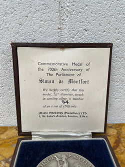 Heavy Sterling Silver Commemorative Medal of 700th Anniversary of The Parliament of Simon de Montfort | Antique & Vintage | Moonee Ponds Antiques | Australia Wide Delivery