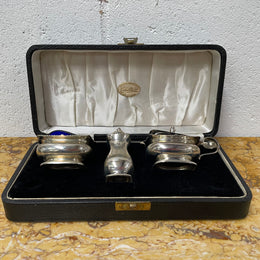 Antique Boxed Sterling Silver Cruet Set