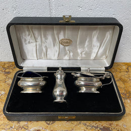 Antique Boxed Sterling Silver Cruet Set