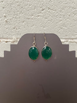 Sterling Silver & Peking Glass Faux Jade Drop Earrings | Antique & Vintage | Moonee Ponds Antiques | Australia Wide Delivery