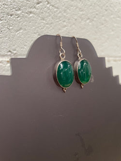 Sterling Silver & Peking Glass Faux Jade Drop Earrings | Antique & Vintage | Moonee Ponds Antiques | Australia Wide Delivery