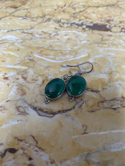 Sterling Silver & Peking Glass Faux Jade Drop Earrings | Antique & Vintage | Moonee Ponds Antiques | Australia Wide Delivery