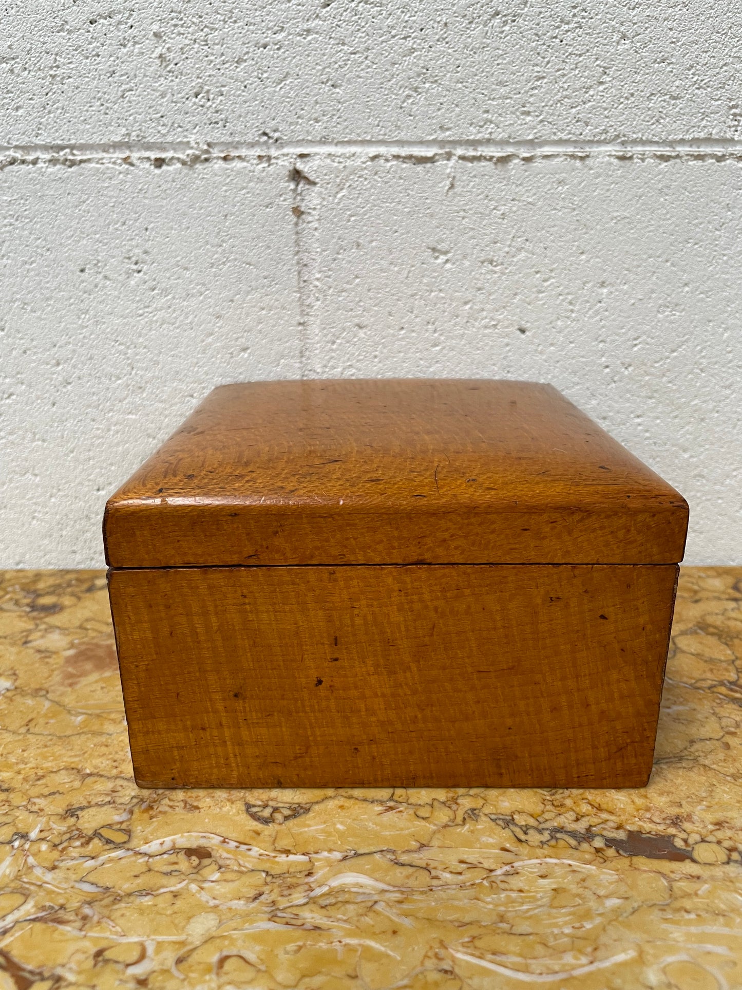 Large Vintage Maple Wooden Hinged Box