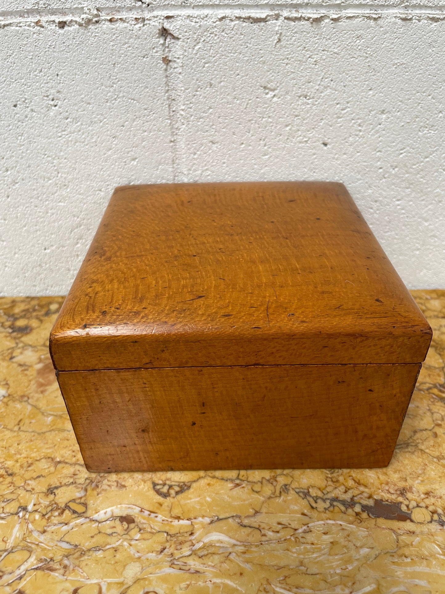 Large Vintage Maple Wooden Hinged Box