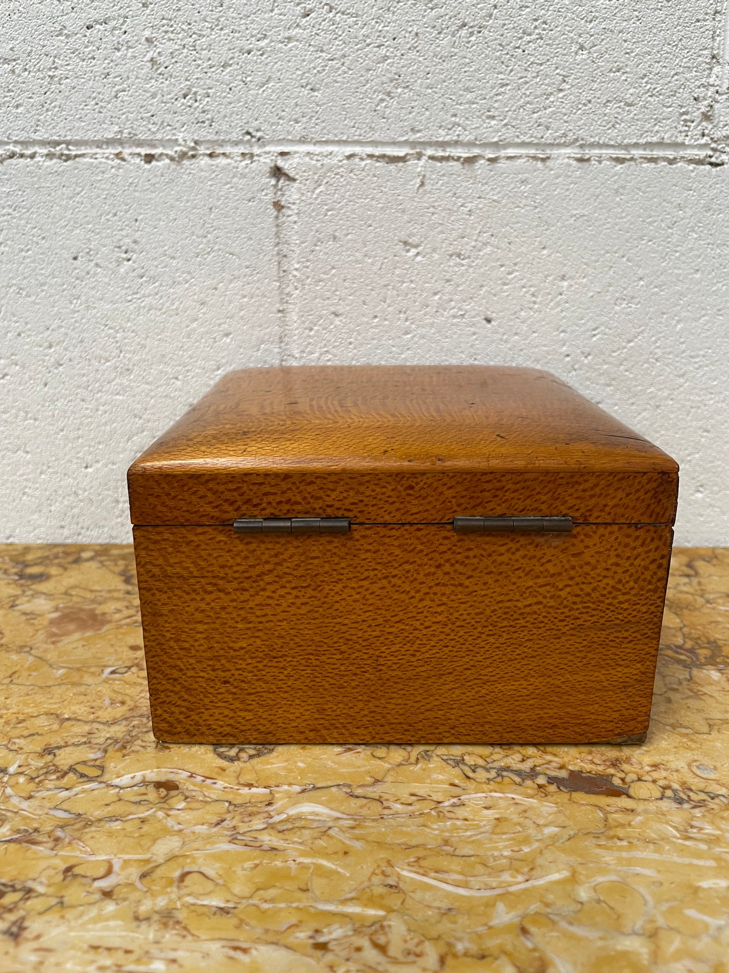 Large Vintage Maple Wooden Hinged Box