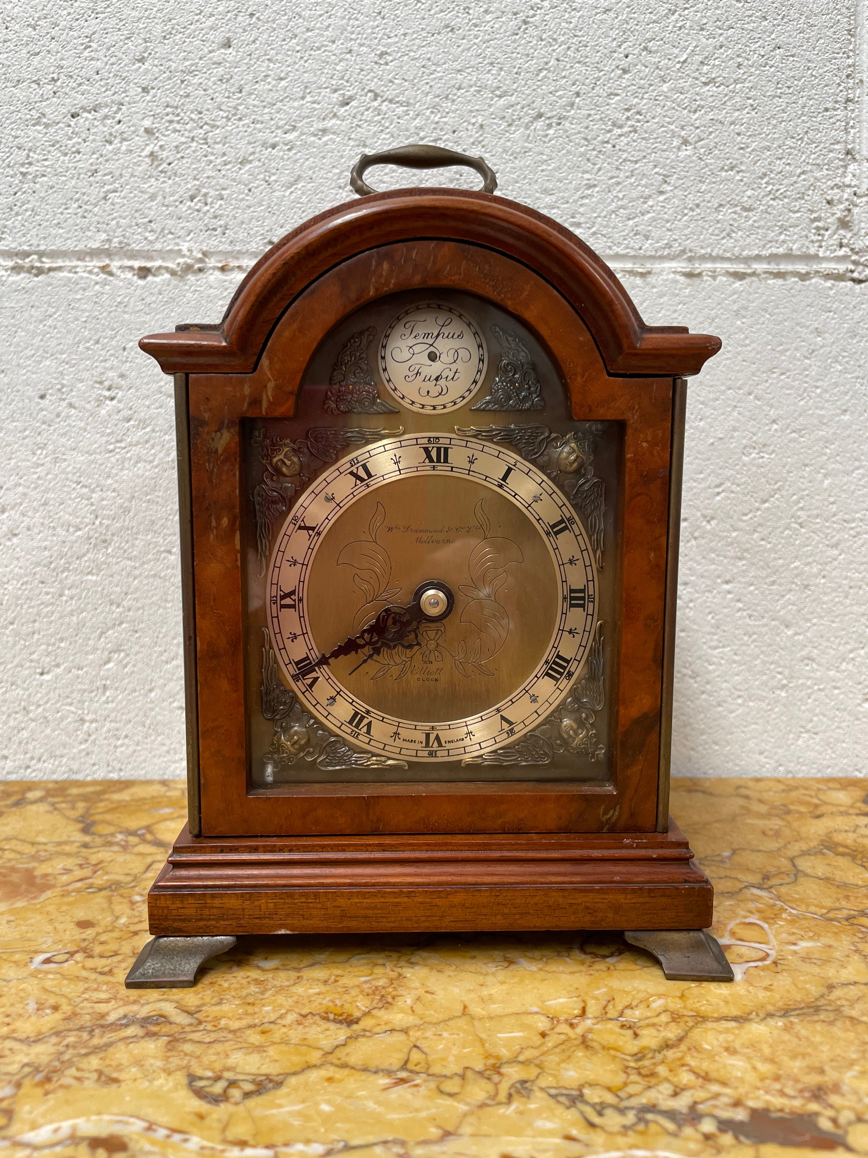 Miniature Mahogany Elliott of London Mantle Timepiece | Antique & Vintage | Moonee Ponds Antiques | Australia Wide Delivery