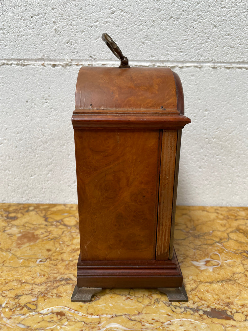 Gorgeous miniature Mahogany Elliott of London&nbsp;mantle timepiece retailed by Drummond and Co Melbourne. It is in good working order and in good original detailed condition.