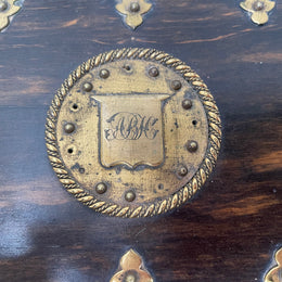 Victorian English Brass Bound Jewellery Box