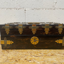 Victorian English Brass Bound Jewellery Box