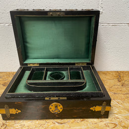 Victorian English Brass Bound Jewellery Box