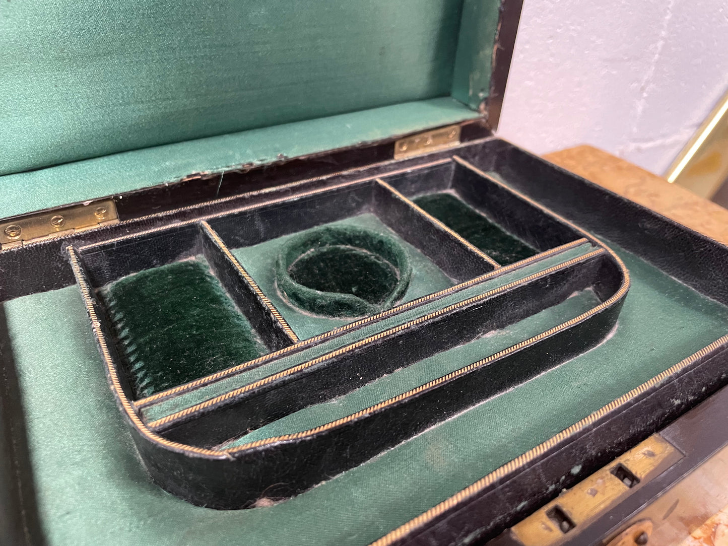 Victorian English Brass Bound Jewellery Box