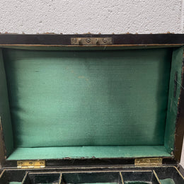 Victorian English Brass Bound Jewellery Box
