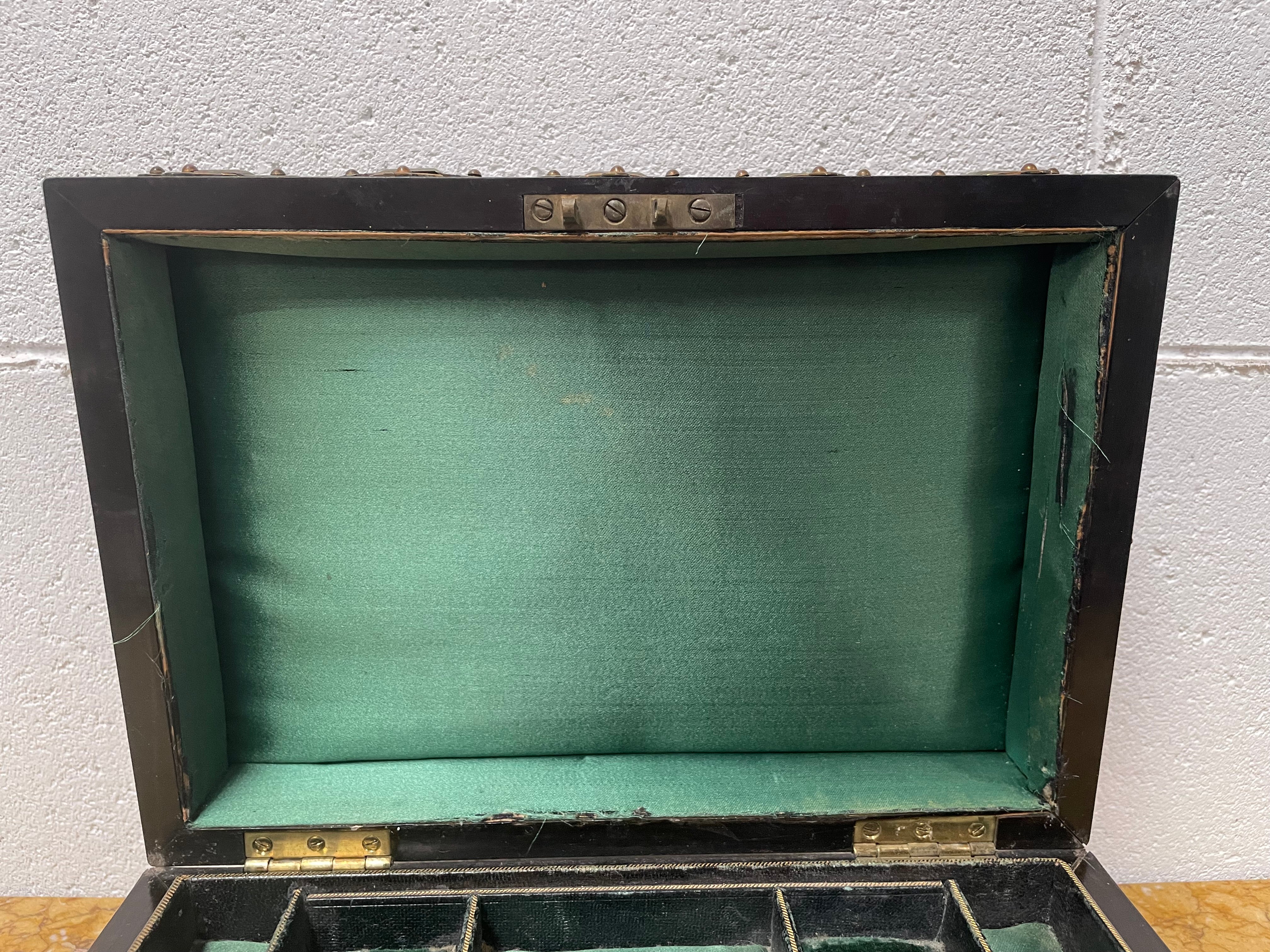 Victorian English Brass Bound Jewellery Box | Antique & Vintage | Moonee Ponds Antiques | Australia Wide Delivery