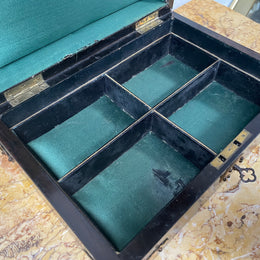 Victorian English Brass Bound Jewellery Box