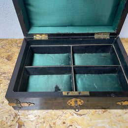 Victorian English Brass Bound Jewellery Box