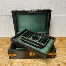 Victorian English Brass Bound Jewellery Box
