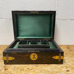 Victorian English Brass Bound Jewellery Box