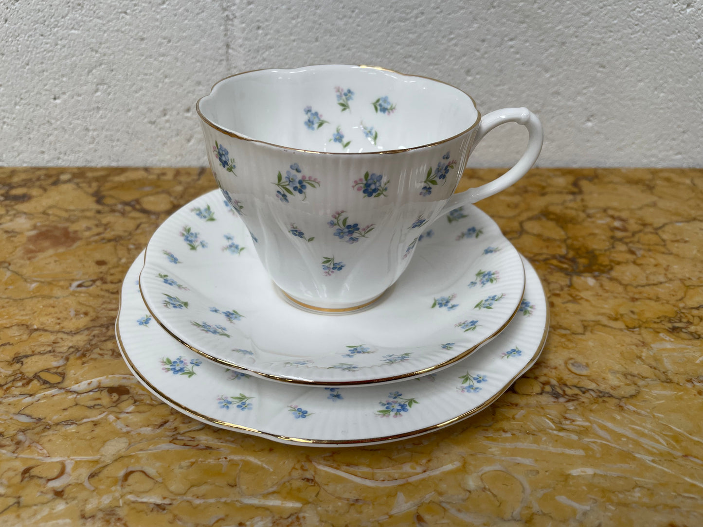 Royal Albert "Blue Heaven" trio set, cup, saucer and tea plate. In good original condition.