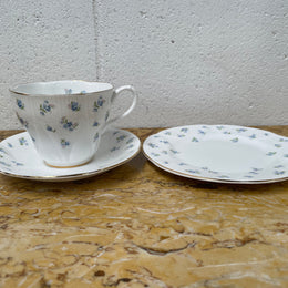 Royal Albert "Blue Heaven" trio set, cup, saucer and tea plate. In good original condition.