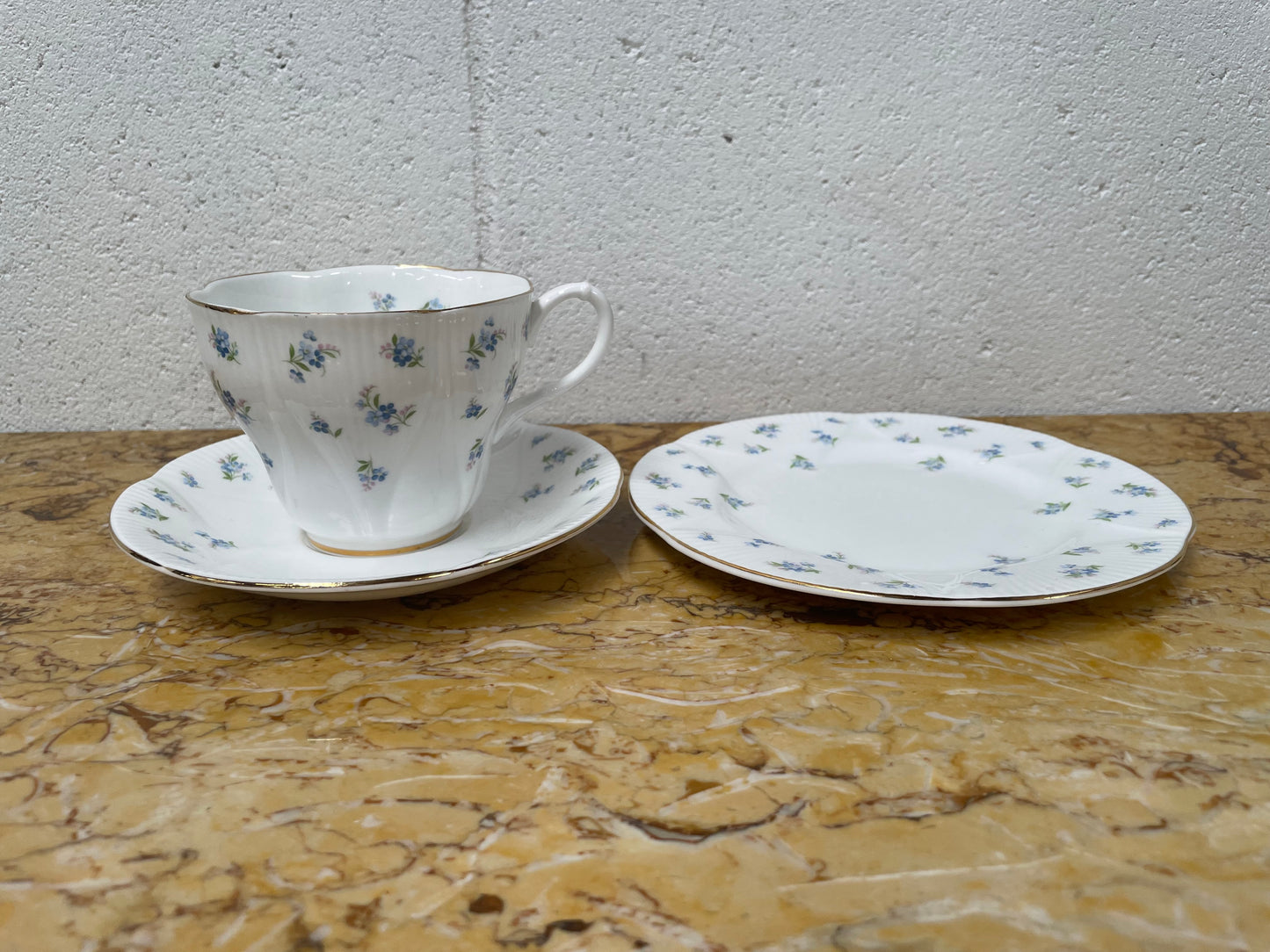 Royal Albert "Blue Heaven" trio set, cup, saucer and tea plate. In good original condition.