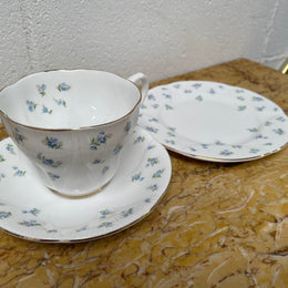 Royal Albert "Blue Heaven" trio set, cup, saucer and tea plate. In good original condition.