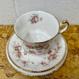 Stoke on Trent Paragon Bone China "Victorian Rose" trio set, cup, saucer and tea plate. In good original condition and made in England with stamp on base.