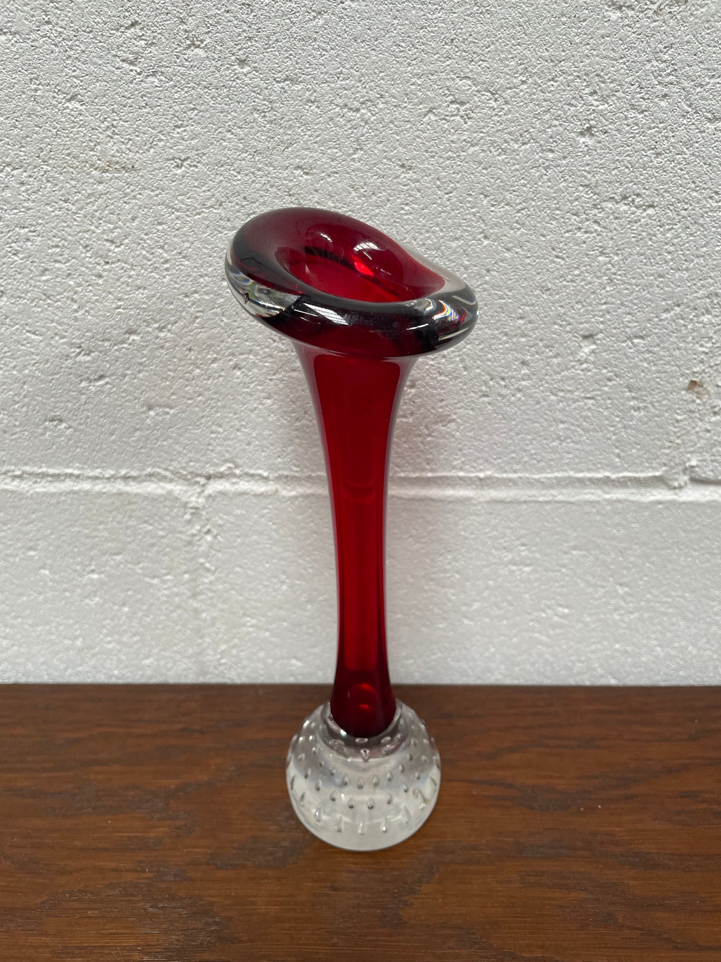 Lovely Murano ruby vase perfect for single roses . In good original condition with no chips.