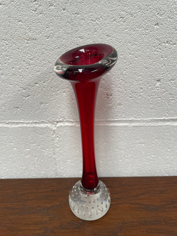 Lovely Murano ruby vase perfect for single roses . In good original condition with no chips.