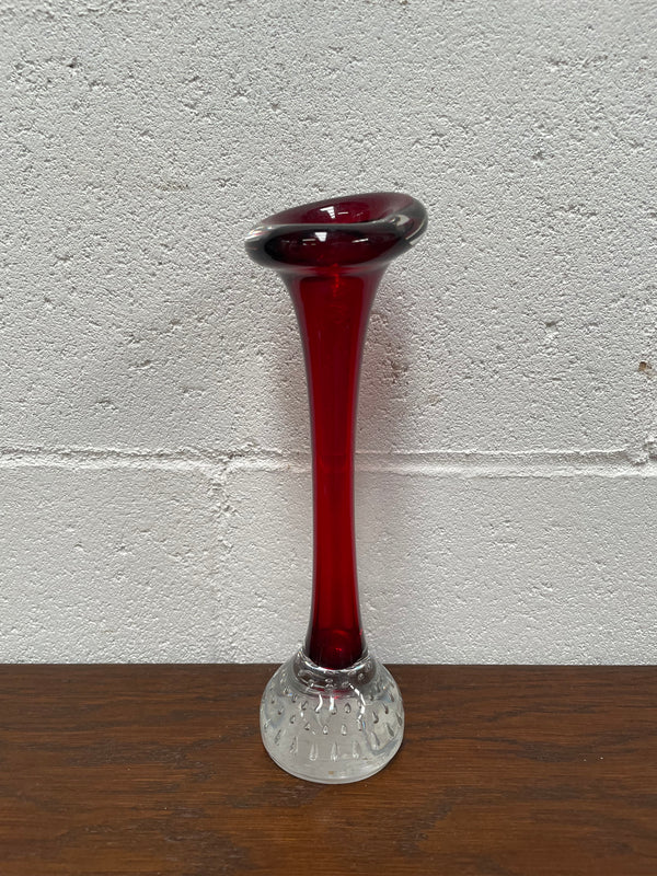 Lovely Murano ruby vase perfect for single roses . In good original condition with no chips.