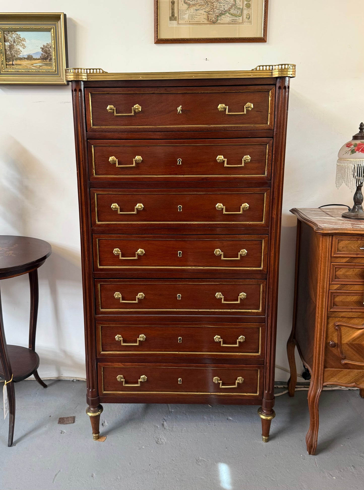 19th Century French Rosewood Louis XVI Style Semanier