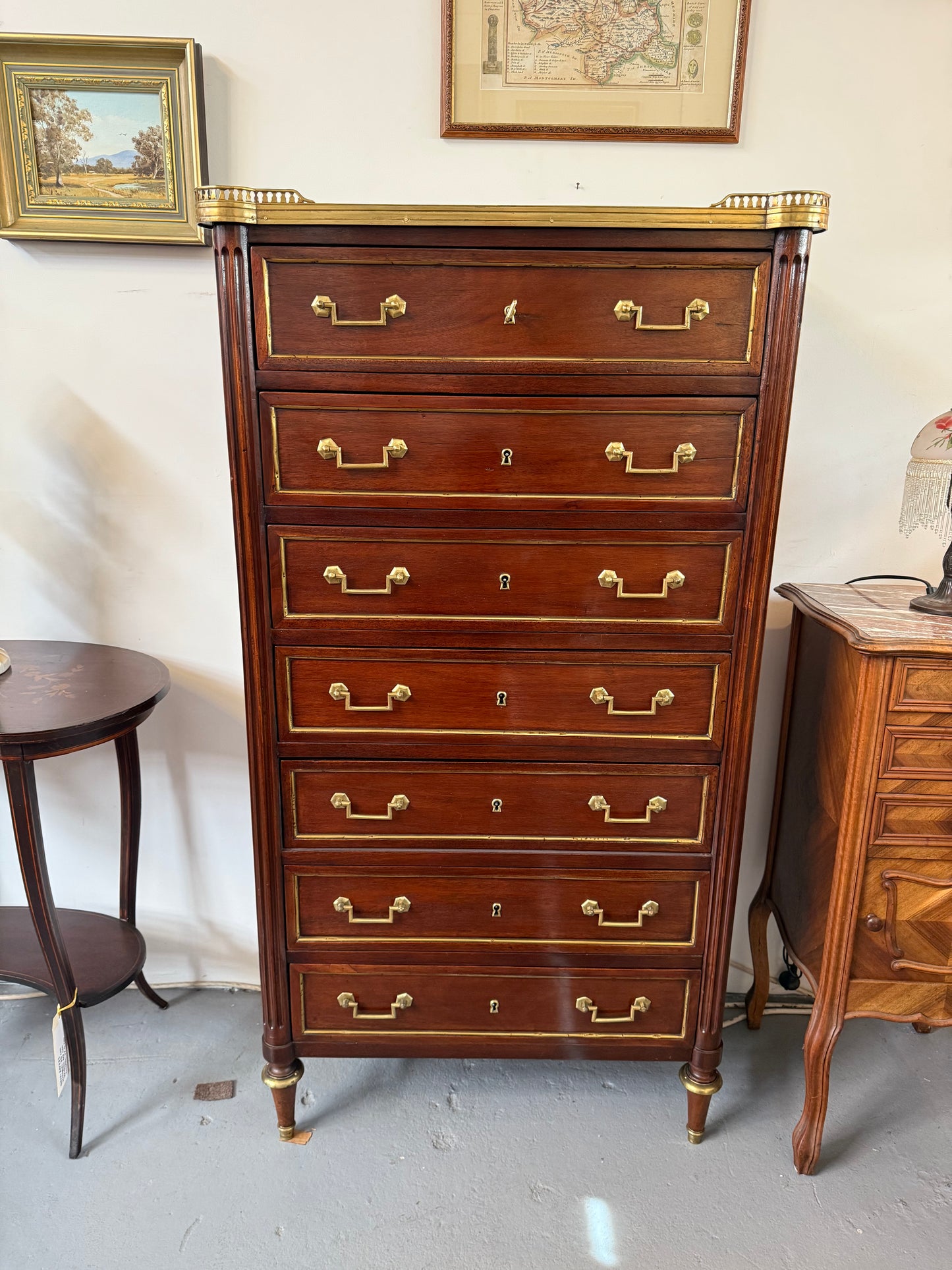 19th Century French Rosewood Louis XVI Style Semanier